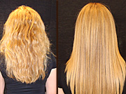 vorher - nachher mit Keratin Behandlung