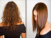 vorher - nachher mit Keratin Behandlung