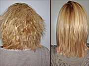 vorher - nachher mit Keratin Behandlung