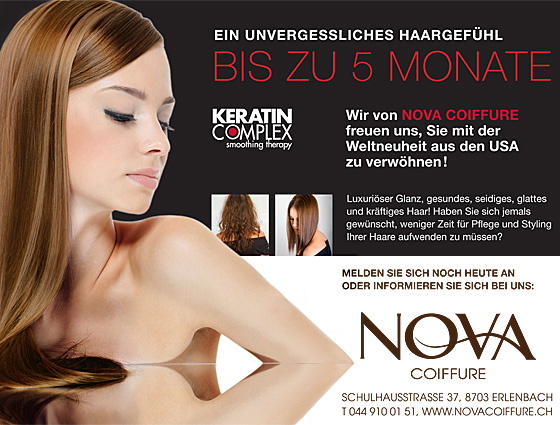 Keratin Complex by NOVAcoiffure - Ein unvergessliches Haargef&uuml;hl, bis zu 5 Monate. Wir von NOLVA Coiffure freuen uns, Sie mit der Weltneuheit aus den USA zu verw&ouml;hnen!