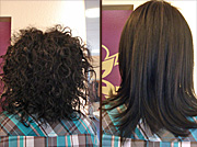 vorher - nachher mit Keratin Behandlung