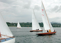 SY Tally Ho, St. Odile, Hagen, Lucky II (von links) - Start zum ersten Lauf.