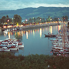 OBCZ - 3. Oldtimer Boot Treffen 1990 im Hafen Rapperswil - Zirka 40 Boote liegen im Hafen