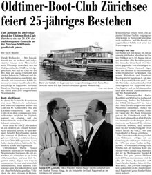 Die S�dostschweiz am Sonntag - Oldtimer-Boot-Club Z�richsee