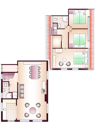 Grundriss der Ferienwohnung "Kroonkamer" auf der Nordseeinsel Ameland