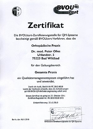 Zertifikat als Anerkennung unseres Qualitätsmanagement-Sstems