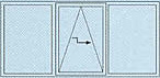 3-teiliges Element mit Schiebefl&uuml;gel und zwei Festverglasungen