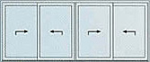 4-teiliges Element mit vier Hebe-Schiebefl&uuml;geln 