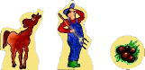 Ben&ouml;tigtes Materal bei der Brettspiel Variante Pferde-Solitaire: das Pferd, der Bauer und 12 Pferde&auml;pfel
