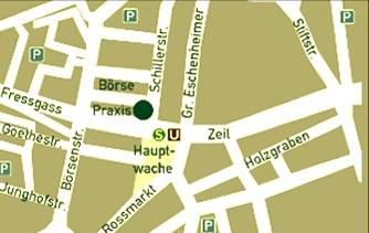 Praxis Dr. Berger, Fach�rztin f�r Plastische Chirurgie, Lageplan der Praxis Schillerstra�e, Frankfurt/Main