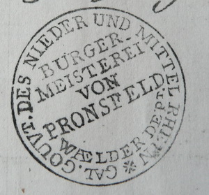 Stempel B�rgermeisterei Pronsfeld 1815