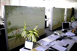 Arbeitsplatzgestaltung, z.B. Bemalung von Trennw�nden
