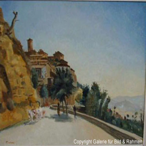 3a. Edmond Ceria,  1884-1955, Ochsenfuhrwerk in Volterra, �l/Lwd., 33x41cm