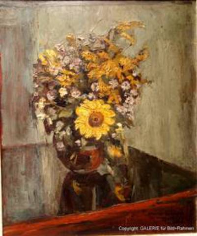 6k. Henrik Moor, 1876 - 1940, Sommerstrau� i.d.Glasvase 1912, �l/Malpl., 63 x 53 cm