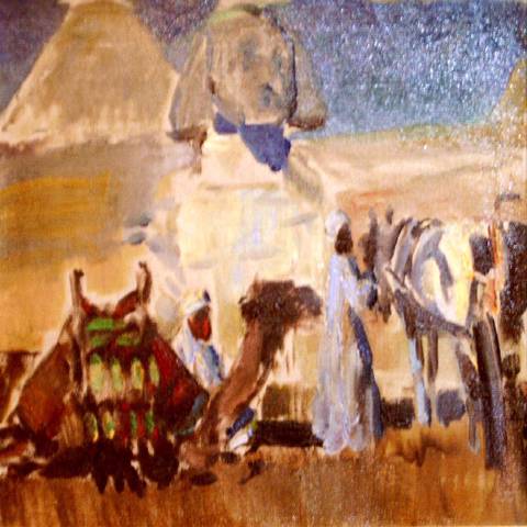 7i. Eugen Osswald, 1879-1960, Sphinx, Cairo 1914, �l/Lwd. 40x52cm