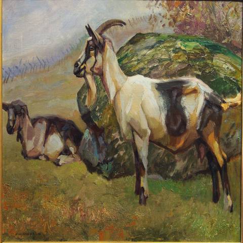 7h. Eugen Osswald, 1879-1960, Zwei Ziegen, �l/Lwd., 40x50 cm