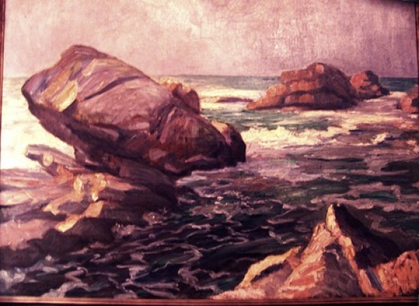 9i  Adalbert Wimmenauer, 1869-1914, "Felsen am Meer",dat.1913,  Öl/Lwd., 80 x 100 cm