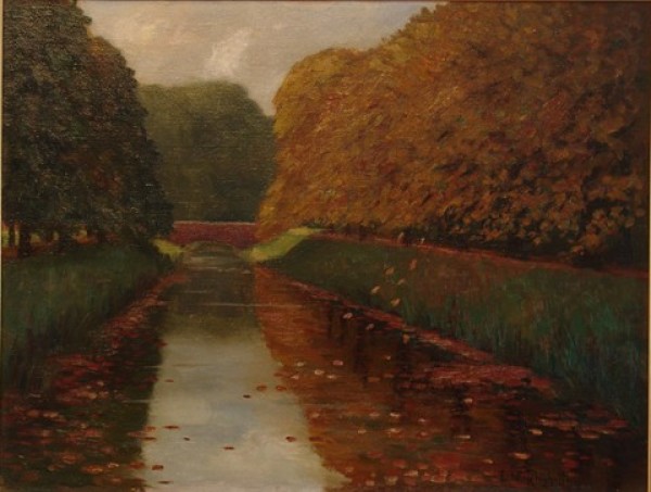 9h  Ernst Wilckinghoff,  geb. 1885, "Herbst am Nymphenburger Kanal", Öl/Lwd., 52 x 68 cm