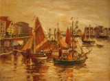 3b1   Eugen Dekkert, 1865 - 1956, "Segelschiffe im Hafen von Danzig", Öl/Lwd., 60 x 80 cm