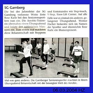 Aerobic-Gruppe Zeitungsausschnitt
