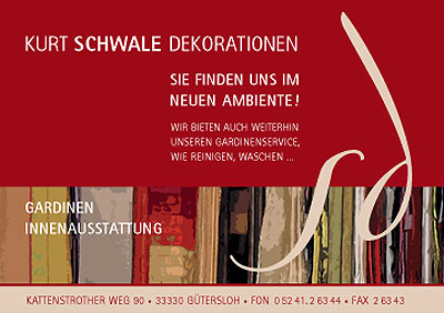 Schwale Dekorationen - Gardinen - Innenausstattungen in G�tersloh