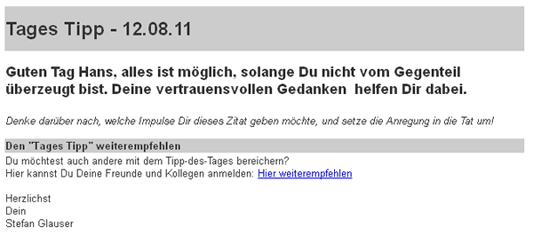 Gratis Tages Tipp
