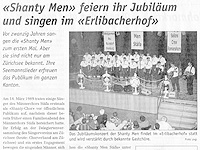 �Shanty Men� feiern ihr Jubil�um und singen im �Erlibacherhof�