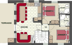 Grundriss der Skih&uuml;tte f&uuml;r 12 Personen in Hochkrimml / Silberleiten in &Ouml;sterreich im Zillertal - Ebene2