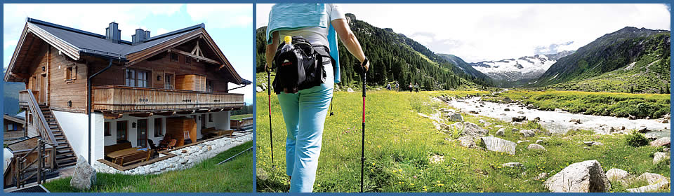 Skih&uuml;tte mit Ferienwohnungen und Sauna in Hochkrimml / Silberleiten in &Ouml;sterreich. Sommerurlaub im Zillertal im Salzburger Land. 