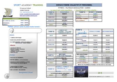 Tarifs de Sport Academy Training