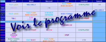 Programme 2011 des cours au club de sport de Toulon centre