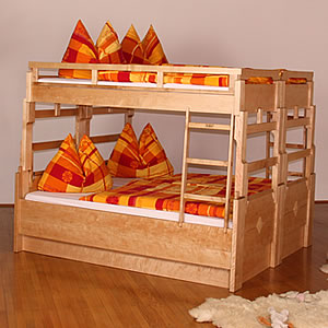 Modell Gloria, masive Doppelstockbetten und Etagenbetten aus Massivholz Buche und Birke