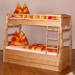 Modell Mona 1, masive Stockbetten und Etagenbetten aus Massivholz Buche und Birke