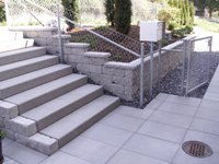Treppe mit heller Betonmauer