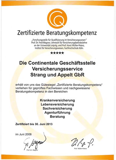 mit der Zertifizierte Beratungskompetenz ausgezeichnet