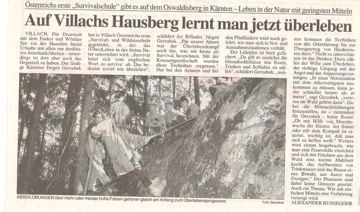 Natur Wildnis und Survival Schule Natur Agentur Jürgen Gerzabek