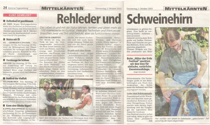 Natur Agentur Jürgen Gerzabek Survival Schule Wildnisfestival Gründung