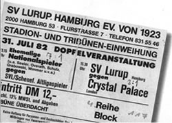 Eintrittskarte SV Lurup - Crystal Palace, 31.07.82