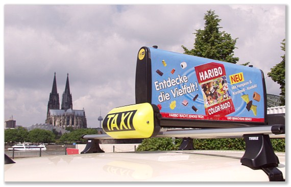 Taxiwerbung mit Haribo