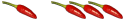 1 Chili = wenig scharf, 3 Chili = sehr scharf