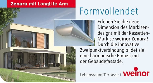 Zenara Markisen von Weinor bei Tiefel Raumgestaltung in Langenzenn bei Fürth