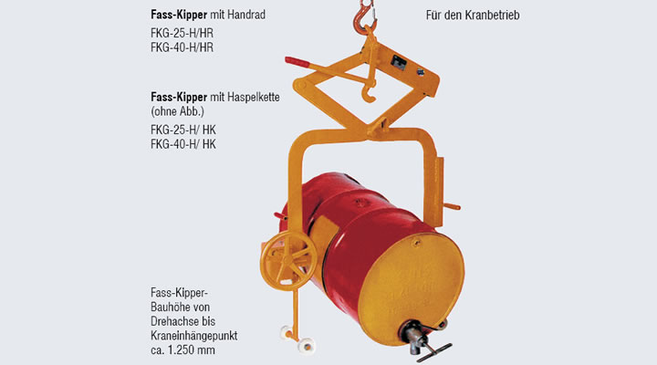 Fass-Kipper f&uuml;r stehende und liegende 200-l-Stahl-F&auml;sser