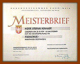 Meisterbrief Stefan Schmidt