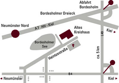 Anfahrtsplan zu Urtes Werkstatt in Bordesholm Secondhand Mode first class
