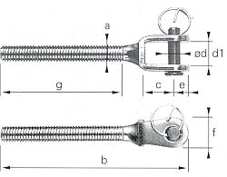 Gabel mit Aussengewinde