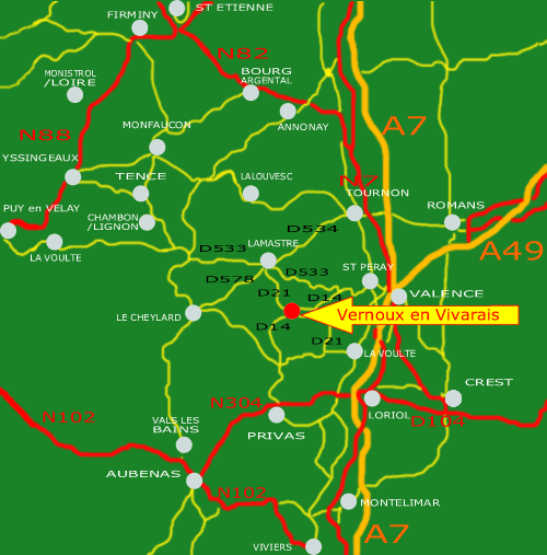 plan acc�s VERNOUX en VIVARAIS
