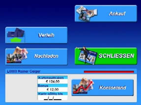 Einstiegsmenü am Automat