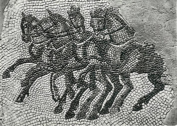 Mosaik mit Quadriga aus dem r&ouml;mischen Gutshof von Munzach