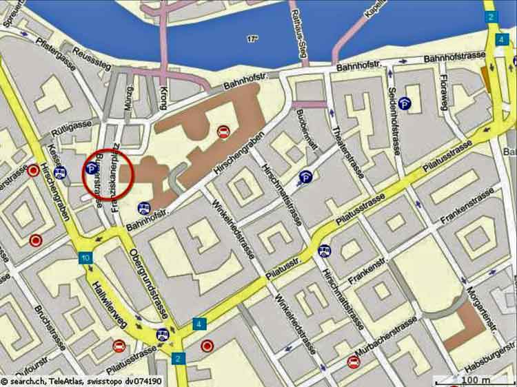 Anfahrtsplan zum Weihnachtsmarkt auf dem Franziskanerplatz in Luzern