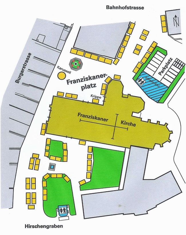Standort Weihnachtsmarkt auf dem Franziskanerplatz in Luzern